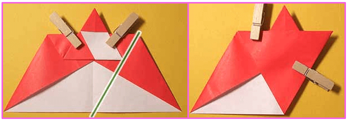 クリスマスオーナメント手作り折り紙　星形サンタクロースの折り方6